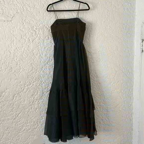 Vintage Valentino Black Long Asymmetric Ruffled Cocktail Dress, Size 10 Gown - Picture 15 of 15